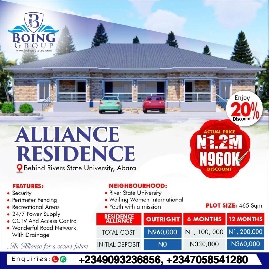 Land for Sale in Alliance Residence Estate, Abara